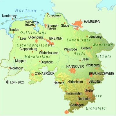 General map of Lower Saxony